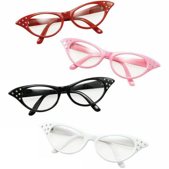 Ladies 50s 60s Rock N Roll Glasses Grease Dame Edna Specs Fancy Dress Accessory