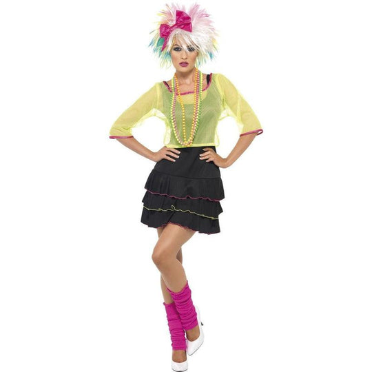 Ladies 80s Pop Star Costume Madonna Fancy Dress Adult Womens Outfit Size 8-14