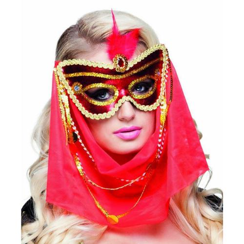 Ladies Arabian Sequin Eyemask HArem Belly Dancer Fancy Dress Accessory