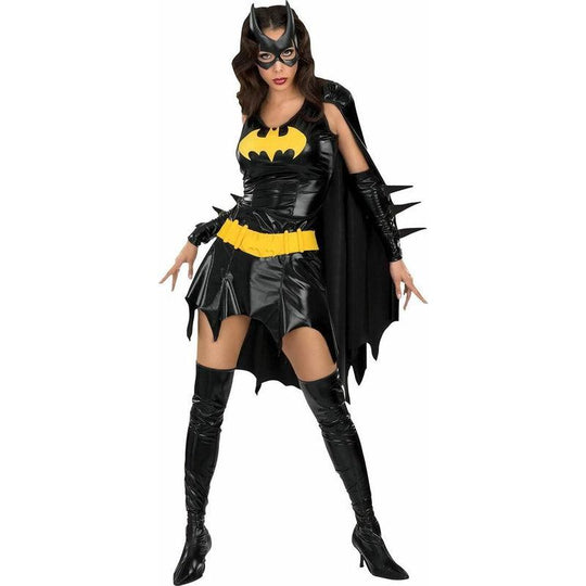 Ladies Batgirl Costume Batman Superhero Halloween Fancy Dress Womens Outfit