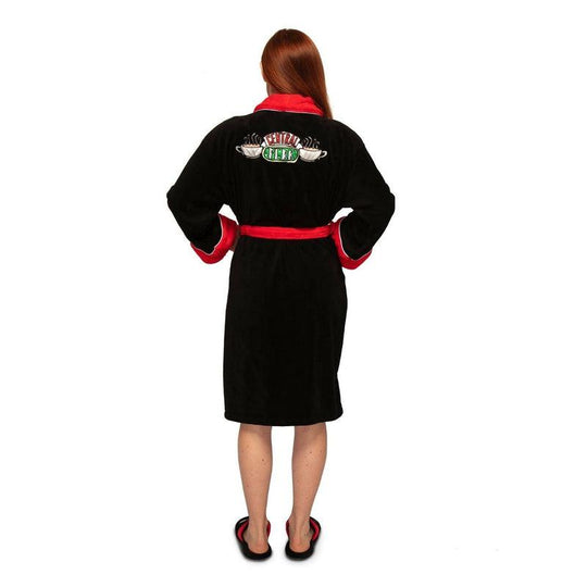Ladies Black & Red Friends Central Perk Fleece Bath Robe Dressing Gown