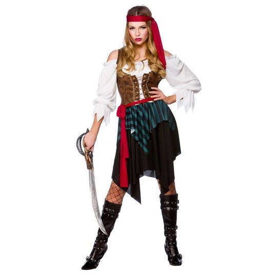 Ladies Caribbean Pirate Lady Costume Womens Fancy Dress Outfit