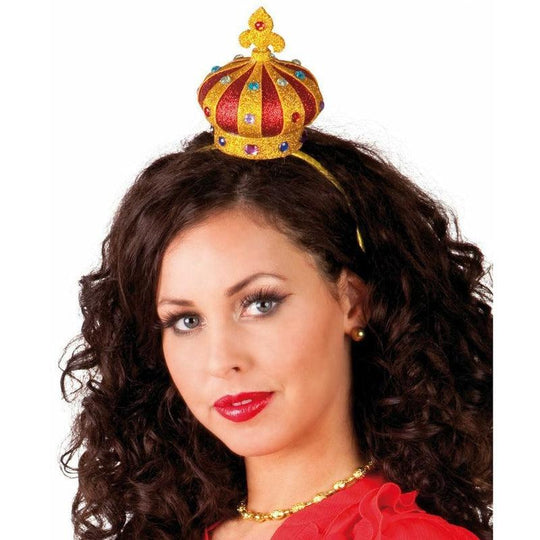 Ladies Crown Headband Queen Hearts Regal Medieval Royal Fancy Dress Accessory