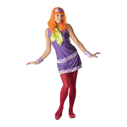 Ladies Daphne Scooby Doo Costume Halloween Womens Fancy Dress Outfit + Wig