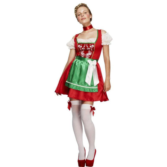 Ladies Fever Oktoberfest Costume Drindl Bavarian Beer Maid Fancy Dress Costume