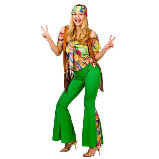 Ladies Groovy Hippie Costume Hippy 60s 70s Womens Fancy Dress Adult Outfit