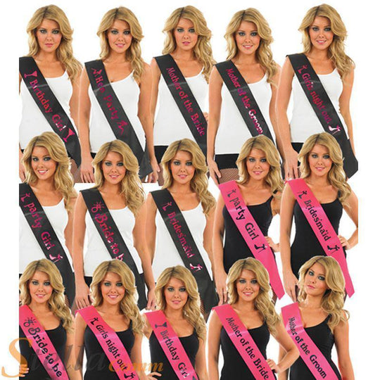 Ladies Hen Night Party Girls Sash Pink or Black Accessory