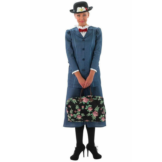 Ladies Mary Poppins Costume & Hat Victorian Nanny Book Week Fancy Dress Outfit
