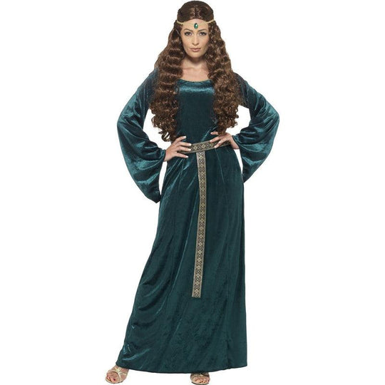 Ladies Medieval Maiden Maid Marion Juliet Fancy Dress Costume Adult Outfit