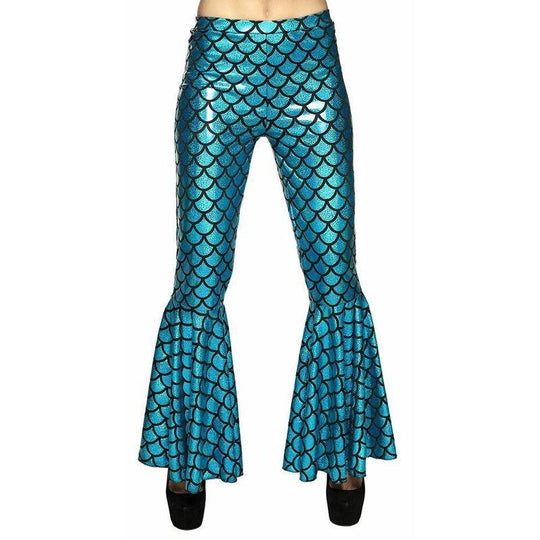 Ladies Mermaid Tail Flare Trousers Womens Fancy Dress Costume