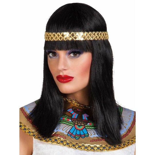 Ladies Queen Cleopatra Black Wig Egyptian Fancy Dress Costume Accessory