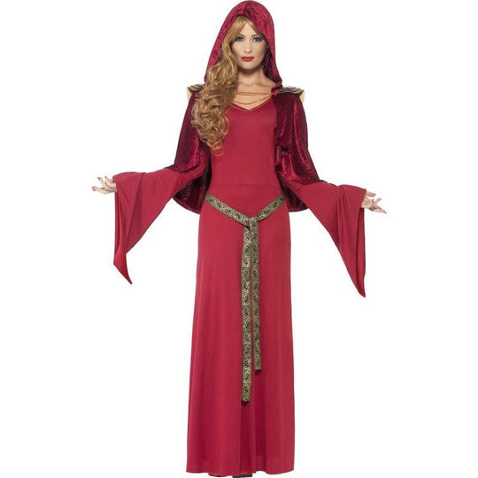 Ladies Red Queen High Priestess Witch Gothic Medieval Fancy Dress Costume Outfit