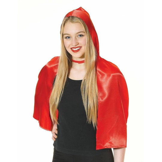 Ladies Red Riding Hood Cape Hooded Short Cloak Fairytale Fancy Dress Costume