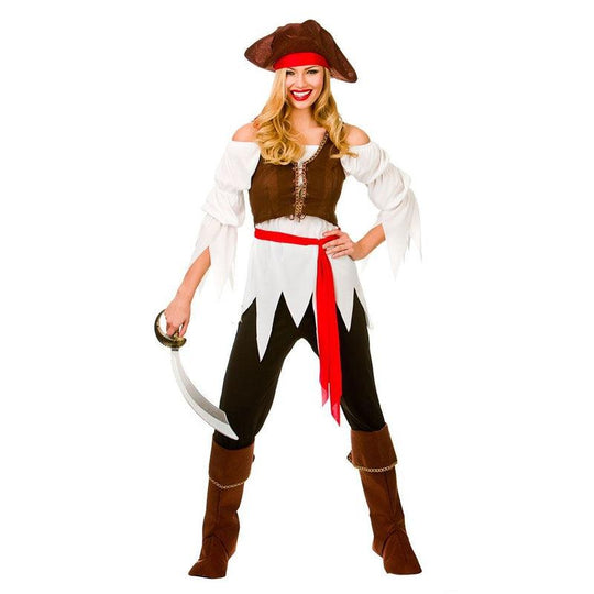 Ladies Shipmate Pirate Caribbean Wench Fancy Dress Costume Outfit Size 10-24