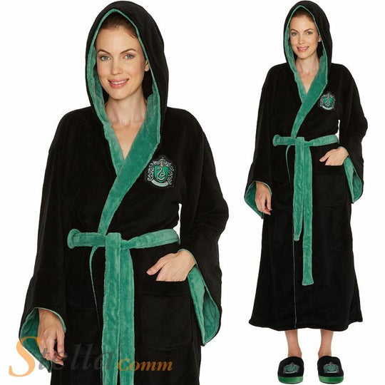 Ladies Slytherin Bathrobe Harry Potter Fleece Dressing Gown