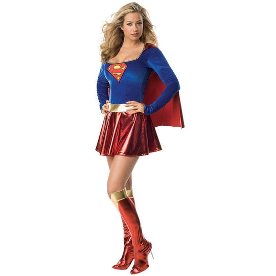 Ladies Supergirl Costume Superhero Womens Fancy Dress
