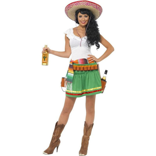 Ladies Tequila Shooter Costume Womens Wild West Mexican Fancy Dress Outfit