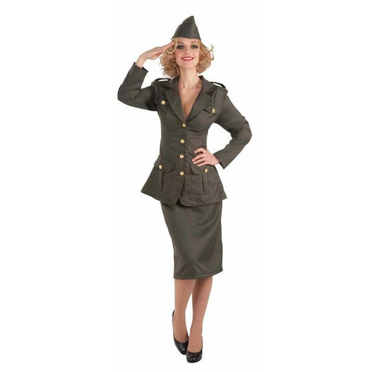 Ladies WW2 Army Girl Soldier Military Wartime Wold War Fancy Dress Costume