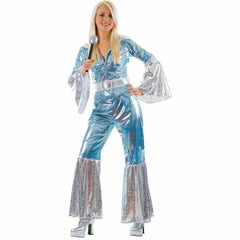 Ladies Waterloo 1970s Costume Pop Jumpsuit Hippy Disco Womens Fancy Dress Outfit