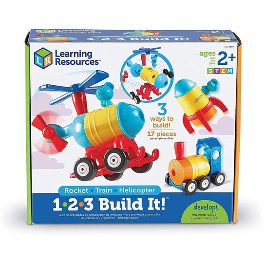 Learning Resources 1-2-3 Build It - Rocket-Train-Helicopter