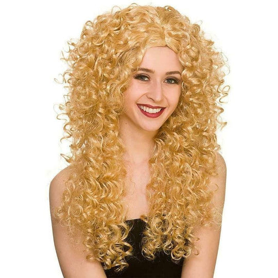 Long Curly Blonde Wig Fancy Dress Accessory