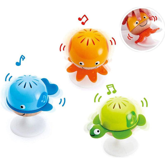 Marbel Hape Stay Put Sea Creature Mini Wooden Rattles 3 Pack