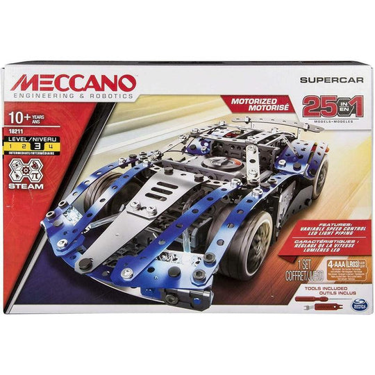 Meccano 25-in-1 Supercar Set Motorized S.T.E.A.M Building Kit