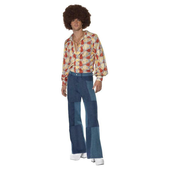 Mens 1970s Retro Costume Disco Dancer Fancy Dress Outfit