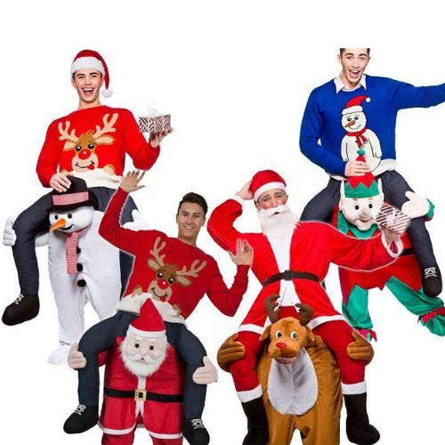 Mens Adult Carry Me Novelty Ride On Mascot Christmas Fancy Dress Costume Outfit