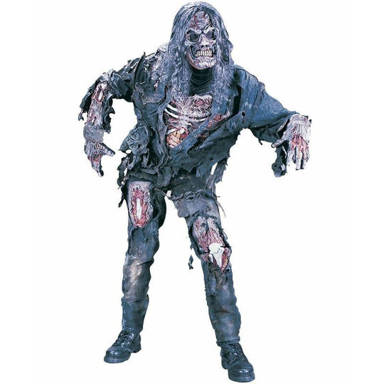 Mens Adult Complete Zombie Halloween Horror Deluxe Fancy Dress Costume + Mask