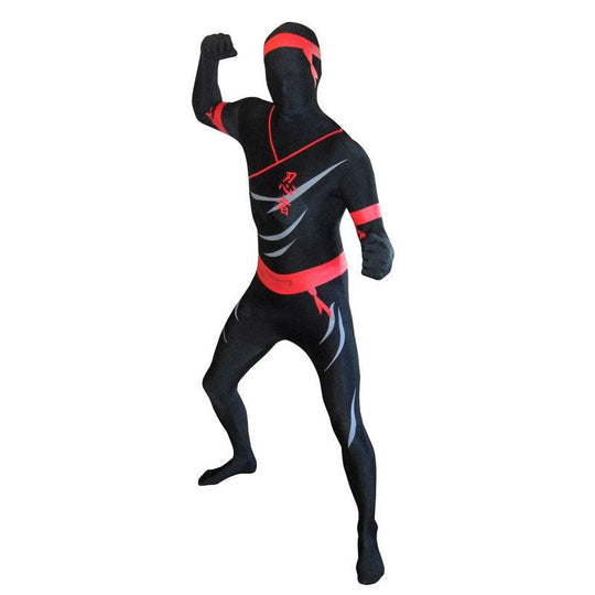 Men's Adult Ninja Warrior Karate Morphsuit Halloween Fancy Dress Costume Outfit