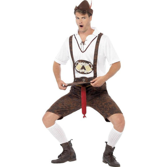 Mens Brad Wurst Oktoberfest Beer Man German Lederhosen Fancy Dress Costume