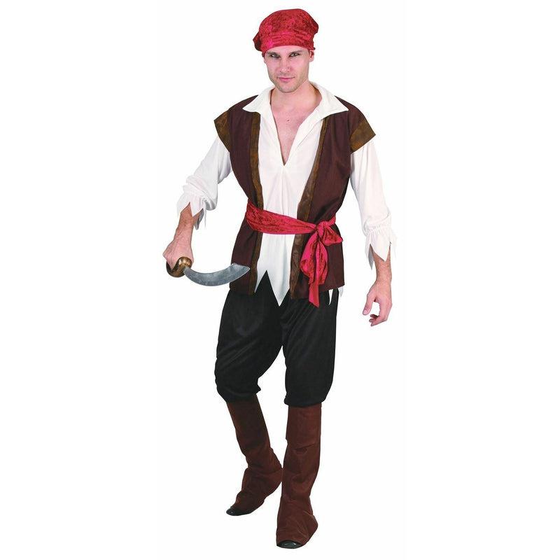 Mens Caribbean Pirate Captain Costume Adult Halloween Fancy Dress Cost 