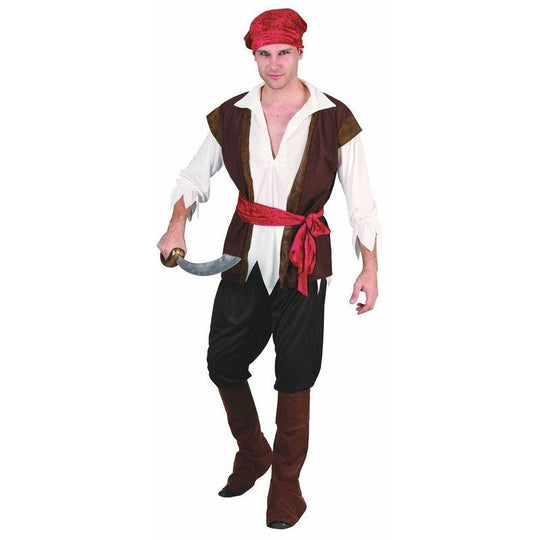 Mens Caribbean Pirate Captain Costume Adult Halloween Fancy Dress Costume Outfit