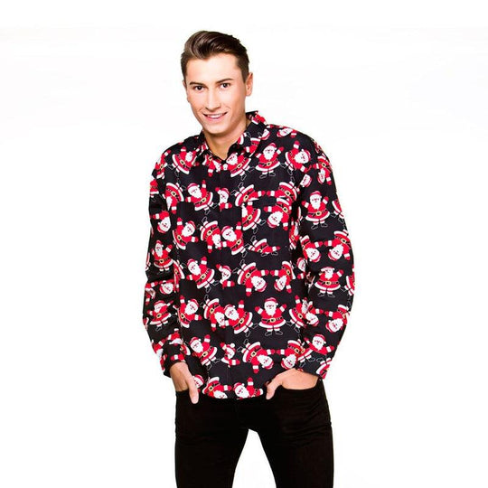 Mens Christmas Shirts Long Sleeved Xmas Fancy Dress Adult Outfit