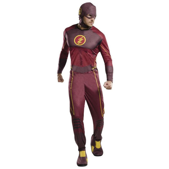 Mens Classic Flash Superhero Costume DC Comic TV Series Adult Fancy Dress Outfit