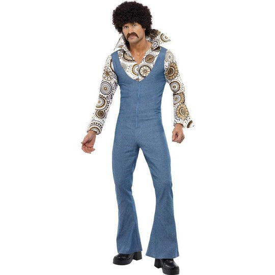 Mens Groovy Dancer Costume 60s 70s Disco Adult Fancy Dress Outfit