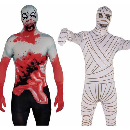 Mens Halloween 2nd Skin Tight Full Bodysuit Adult Horror Fancy Dress Costume