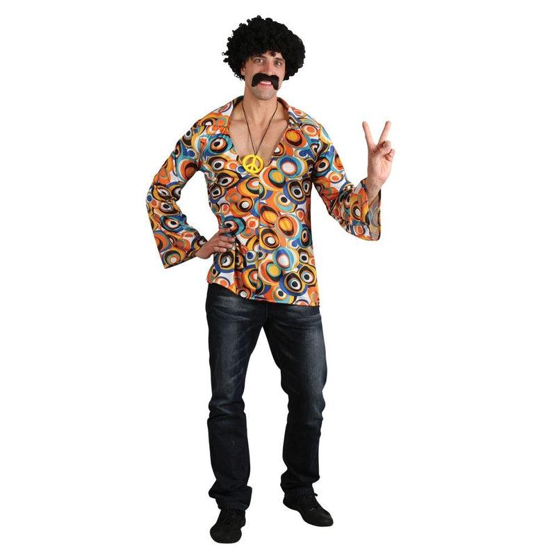 Mens Hippy Hippie 60s 70s Groovy Adult Fancy Dress Costume Shirt Necklace