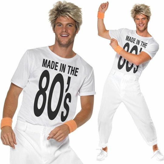 Mens Made In The 80s Costume 1980s Wham Pop Star Fancy Dress Outfit