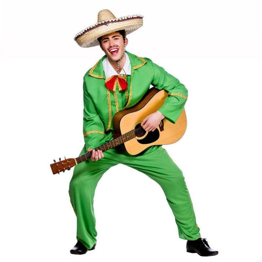 Mens Mexican Tortilla Guy Costume Mexico Mariachi Fancy Dress Adult Outfit
