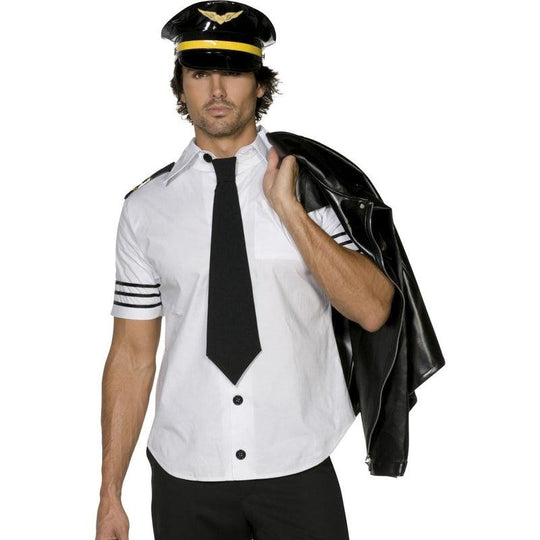 Mens Mile High Airline Captain Pilot Captain Stag Do Adult Fancy Dress Costume