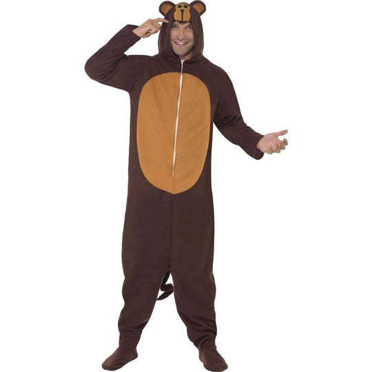 Mens Monkey Animal Fancy Dress Costume Outfit Jungle Chimp Jumpsuit