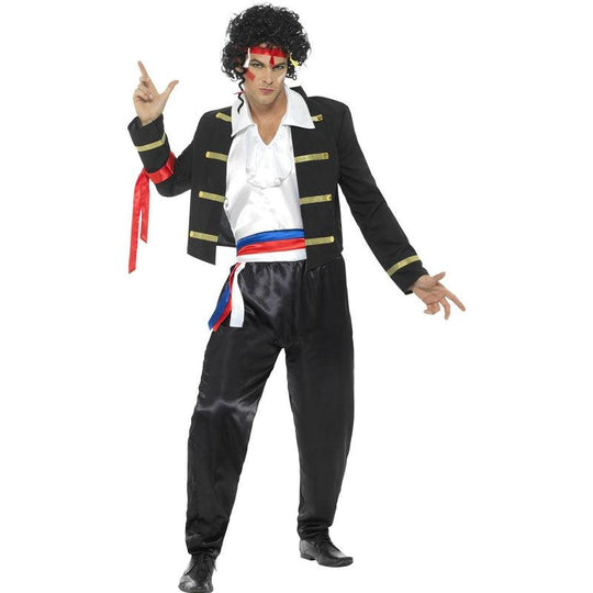 Mens New Romantic Costume 80s Adam Ant Pop Star Fancy Dress Outfit