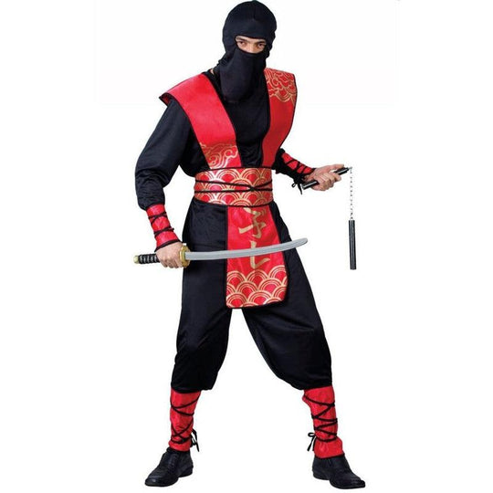 Mens Ninja Warrior Master Martial Arts Fancy Dress Costume Samurai Outfit