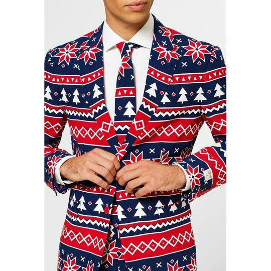 Mens Opposuits Nordic Noel Christmas 3 Piece Suit Deluxe Festive Outfit