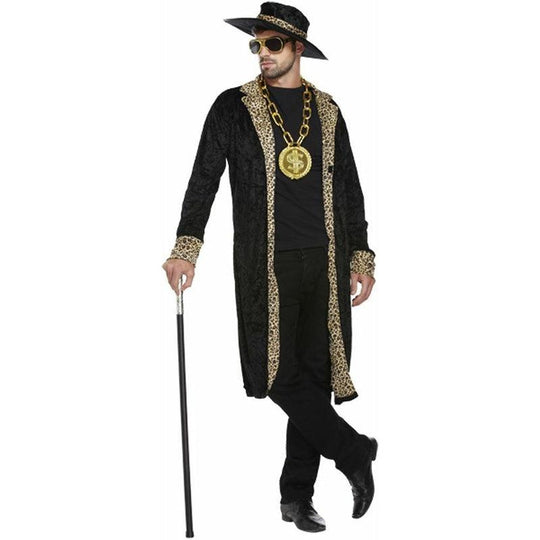 Mens Pimp Fancy Dress Costume 60s 70s Retro Big Daddy Rapper Gangster Outfit