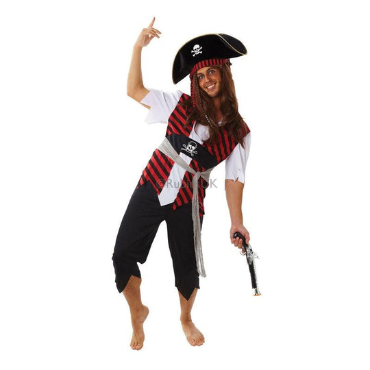 Mens Pirate Costume Caribbean Sailor Fancy Dress Jack Sparrow Adult Outfit