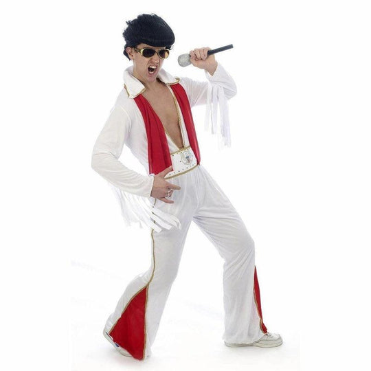 Mens Rockstar King Fancy Dress Jumpsuit Costume Rock Star