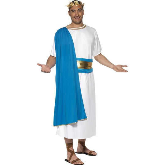 Mens Roman Senator Emperor Toga Caesar Greek Fancy Dress Costume